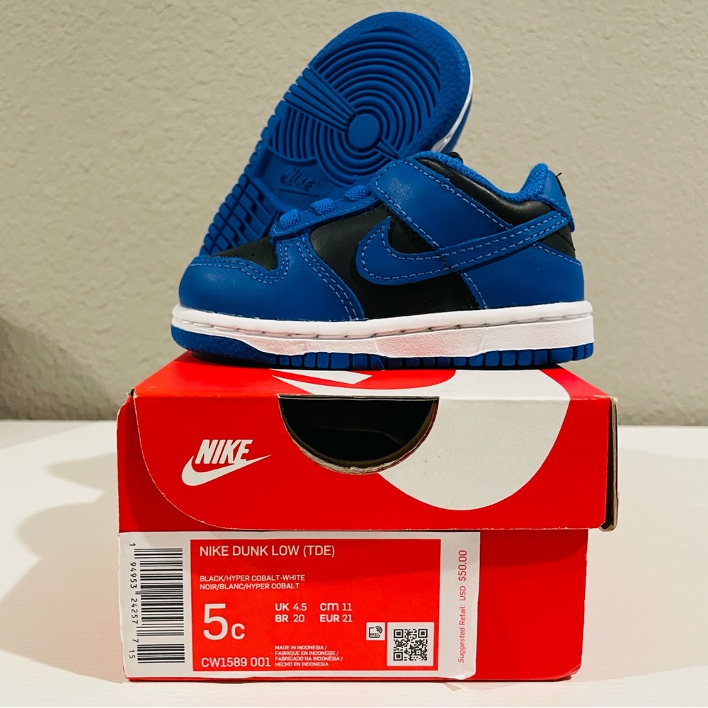 Nike Dunk Low (TDE) Size 5 Black Hyper Cobalt White